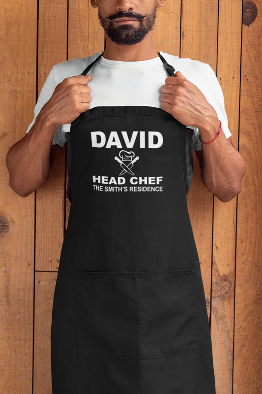 Personalised Head Chef Apron, Chef Apron Gift, King of BBQ Apron, Baking Apron, Apron for Chef, Grilling Apron, Custom Apron