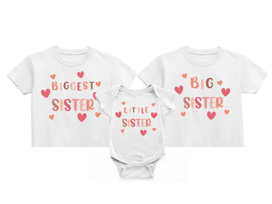 Little Sister Hearts, Big Sis, Biggest Sis, Matching Sister Outfits