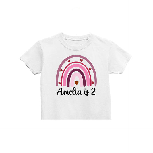 Girls Personalised Rainbow Birthday T-shirt