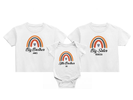 Personalised Sibling Name Rainbow Tops