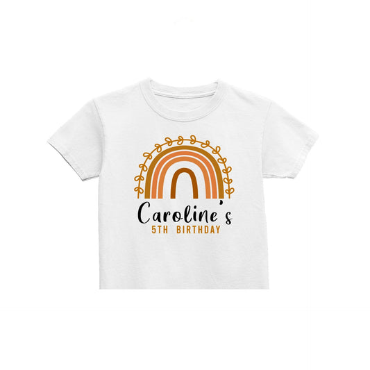 Girls Personalised Rainbow Birthday Age T-shirt