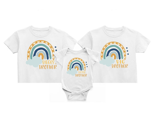 Little Brother Rainbow, Big Brother, Biggest Brother, Matching Brother Outfits