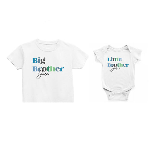 Personalised Big Brother Little Brother T-Shirt, Matching Sibling Outfits