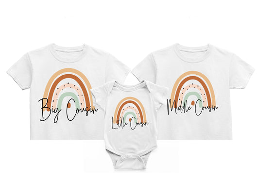 Cousin Boho Rainbow T-Shirt, Matching Sibling Outfits