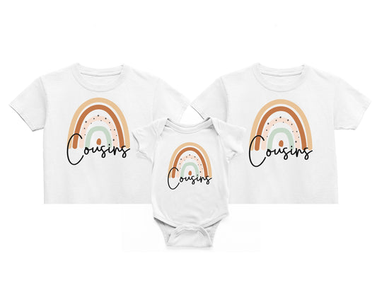 Cousins boho rainbow T-Shirt, Matching Sibling Outfits