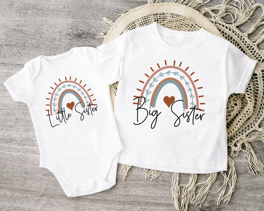 Boho Rainbow Big Sister, Middle Sister, Little Sister T-Shirt