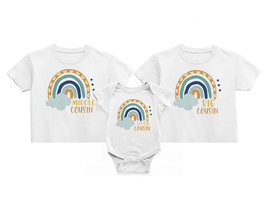 Little Middle Big Boy Cousin Rainbow Tops