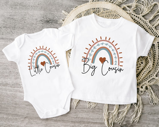 Cousin boho rainbow T-Shirt, Matching Sibling Outfits